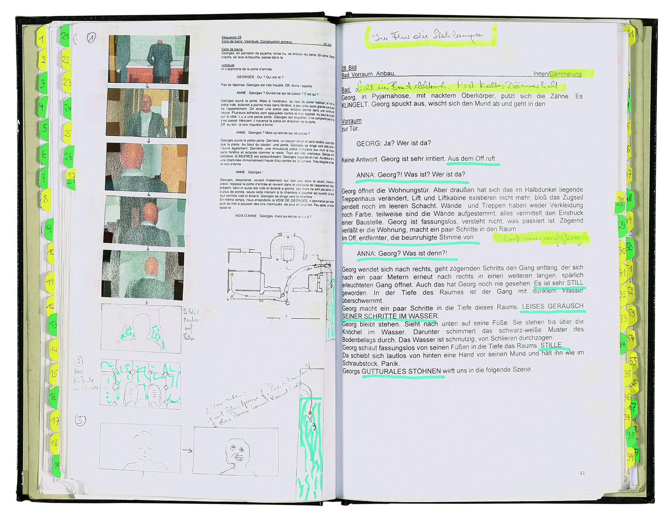 Michael Haneke, Regiedrehbuch, 2011, zu seinem Film Amour (2012) [Doppelseite]