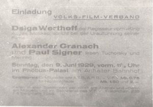 Volks-Film-Verband: Dsiga Werthoff, der Regisseur vom Kino-Auge, Moskau. Spricht bei der Uraufführung seiner Filme