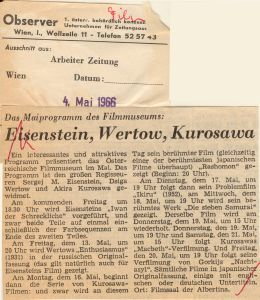 Das Maiprogramm des Filmmuseums: Eisenstein, Wertow, Kurosawa