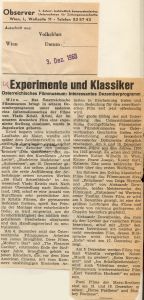 Experimente und Klassiker. Österreichisches Filmmuseum: Interessantes Dezemberprogramm