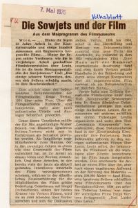 Die Sowjets und der Film. Aus dem Maiprogramm des Filmmuseums