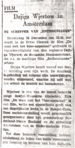 Dzjiga Wjertow in Amsterdam